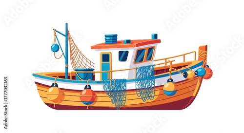 colorful fishing boat vector illustration