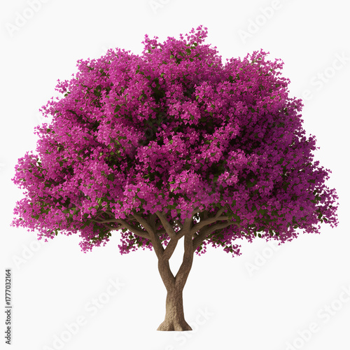 Beautiful blooming purple tree isolated on transparent background realistic floral plant with vibrant leaves perfect for design composition nature art and digital rendering