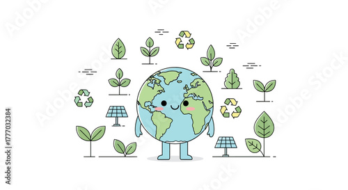 Minimalist vector illustration with an environmental theme