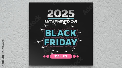 A nice Black Friday date announcement on a black banner with a magical halo of stars around it