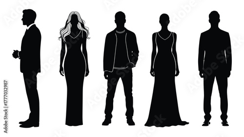 Diverse human silhouettes collection Vector