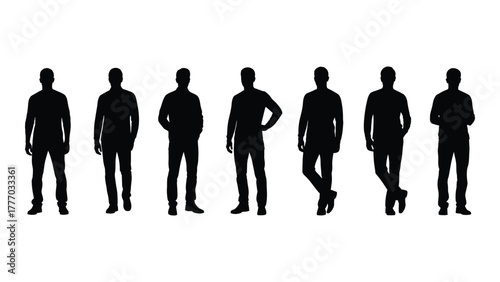 Male silhouettes in various poses Vector