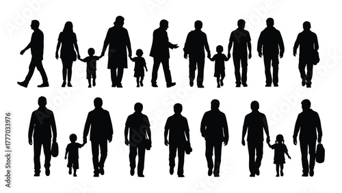 Diverse people and family silhouettes Vector