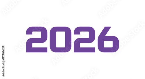 Bold purple numbers representing the year 2026 isolated on a clean white background
