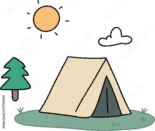 나무와 자연에서 캠핑 일러스트 세트 3
