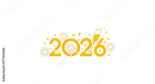 Bright and festive 2026 numbers with sparkling confetti and celebratory elements