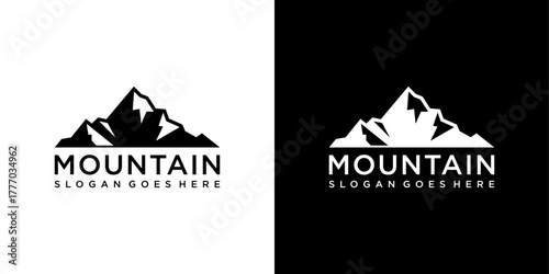 Vintage mountain vector logo design and illustration