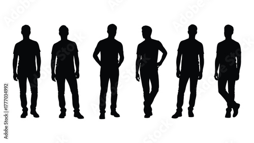 Diverse male silhouettes standing Vector