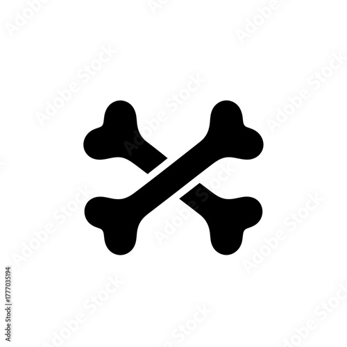 Black and white illustration of two crossed bones, a symbol of danger and death.