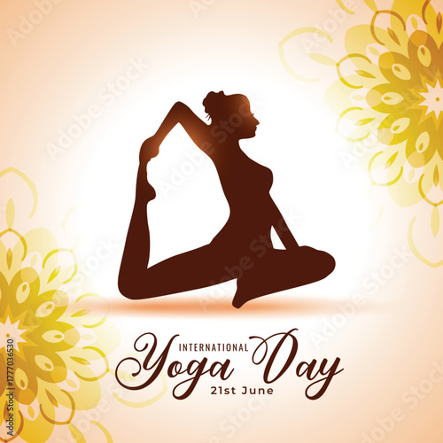 nice women silhouette background for 21st world yoga day