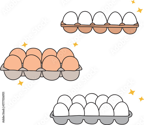 계란이 들어 있는 계란판 만화 일러스트
