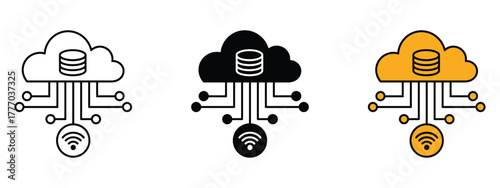 Data streaming icon vector. secure wireless network access and digital information management symbol. vector illustration.