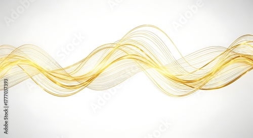 Dynamic golden waves shimmer with luxurious light, creating an elegant, flowing abstract background