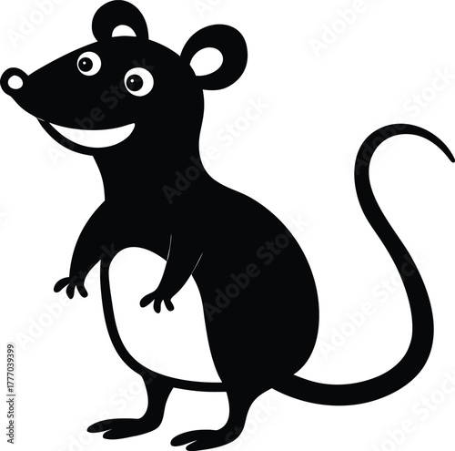 cute cartoon rat standing and smiling  white backg.eps