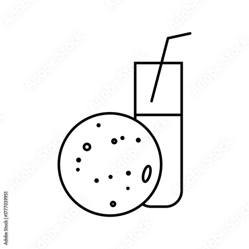 Vector icon of a glass of orange juice. Side view, doodle style, black and white. Suitable for mobile apps, websites, and advertising.