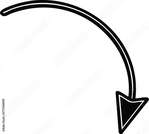 Stylish Curved Arrow Pointing Down A Versatile Graphic Element