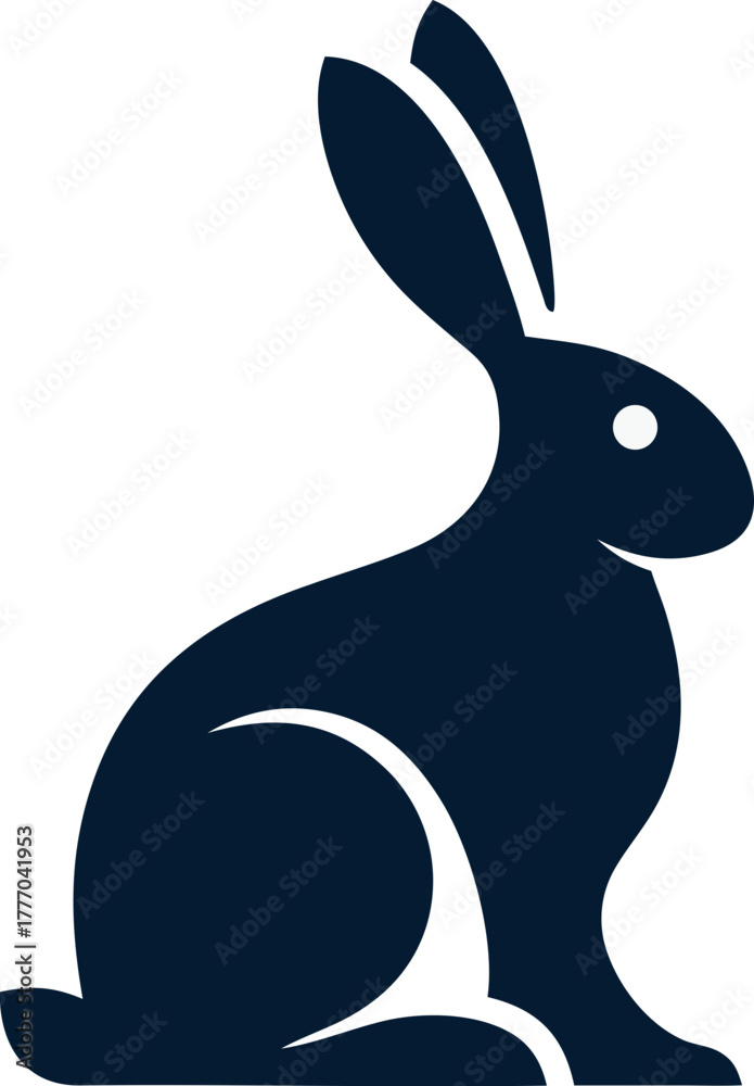 Obraz premium Simple rabbit silhouette vector icon for minimalist logo design, Easter art, or children’s illustrations.
