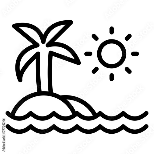 Beach Vector Line Icon Design