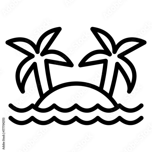 Island Vector Line Icon Design