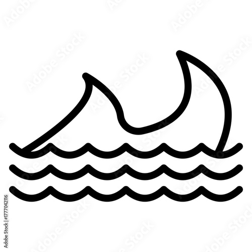 Ocean Wave Vector Line Icon Design