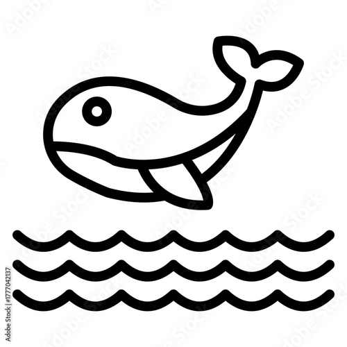 Whale Vector Line Icon Design