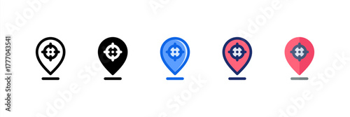 Target Location icon set multiple style collection. Vector illustration.