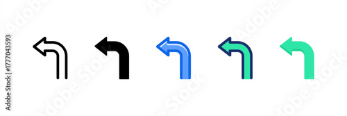 Free Download Turn Left icon set multiple style collection. Vector illustration. - GFXLoad