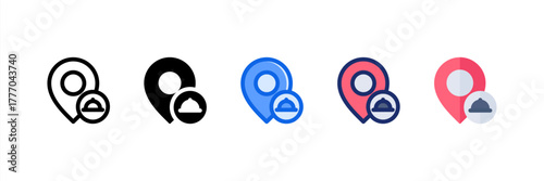 Restaurant Location icon set multiple style collection. Vector illustration.