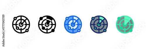 Radar icon set multiple style collection. Vector illustration.