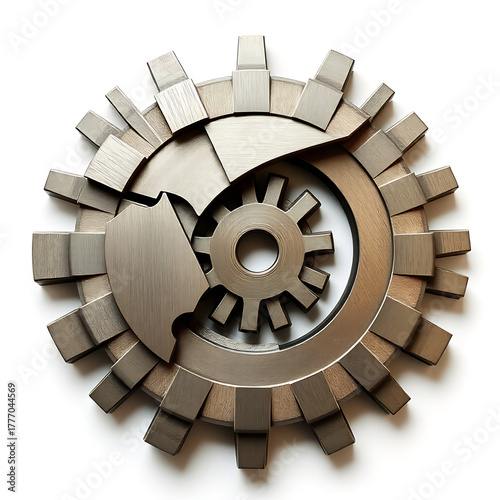Fragmented Gear Ridges in Subdued Metallic Tones