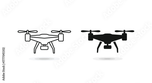 Outline and solid black drone icons, representing aerial unmanned vehicle technology.