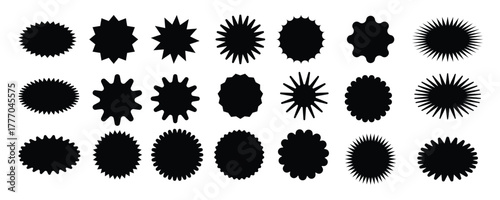 Vector collection of starburst badges and seals for advertising and promotions, isolated on white background