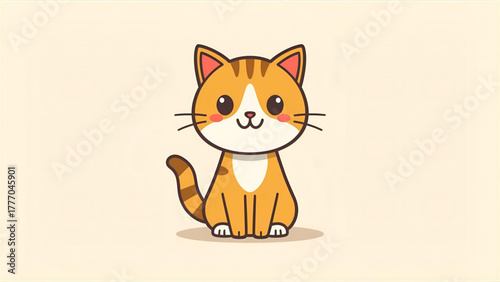 A cute cartoon cat vector, minimalistic style, clean lines, flat colors, playful and friendly expression.
