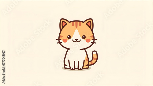 A cute cartoon cat vector, minimalistic style, clean lines, flat colors, playful and friendly expression.
