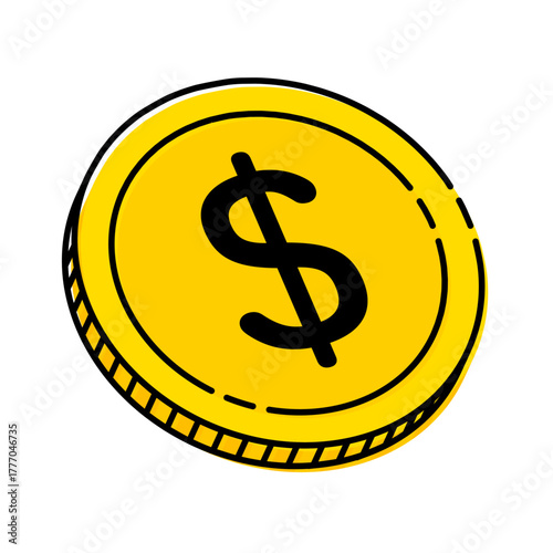 ドルコインアイコン イラスト シンプル ベクター素材