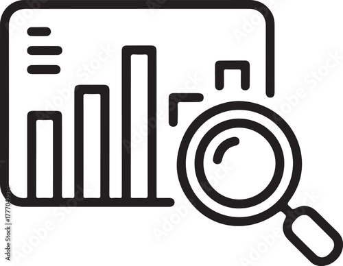 Magnifying glass over a bar graph representing data analysis