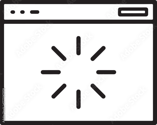 Browser window with loading animation icon