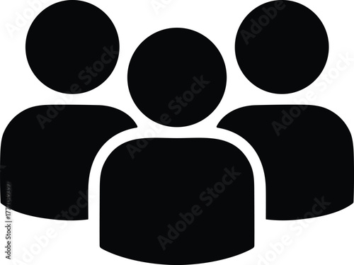 Group of people icon vector illustration in black silhouette style, community symbol, teamwork, users, social interaction, digital profile design