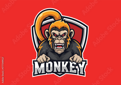 Fierce monkey gaming logo mascot for esports teams - Gaming logo - Gaming Mascot - esport mascot vector illustration
