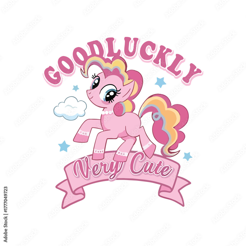 Fototapeta premium Good Lucky Trendy TShirt Design Template