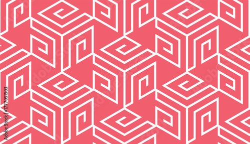 Abstract geometric pattern. A seamless vector background. White and pink ornament. Graphic modern pattern. Simple lattice graphic design