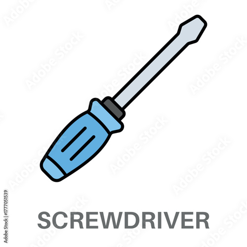 Screwdriver Simple Style Flat Design Vector 