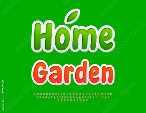 Vector Decorative icon Home Garden. Bright Modern Font. Trendy style Alphabet Letters and Numbers set