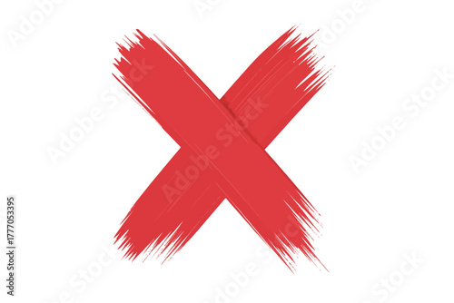 Red cross mark illustration simple flat vector design isolated on white background
