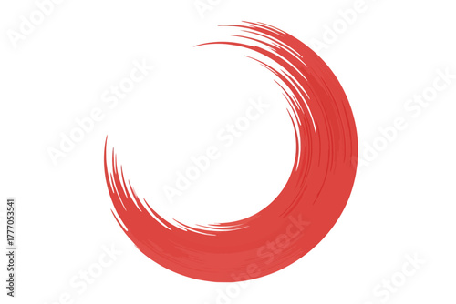 Red enso circle brush stroke zen symbol of enlightenment vector illustration isolated on white background
