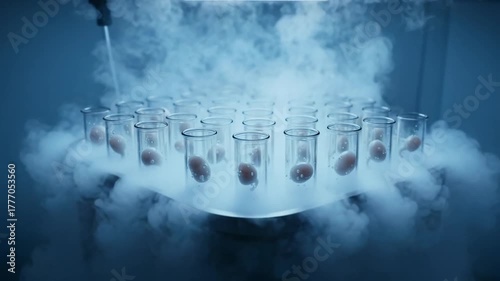 Observing Samples Inside Glass Test Tubes Surrounded by Vapor Mist