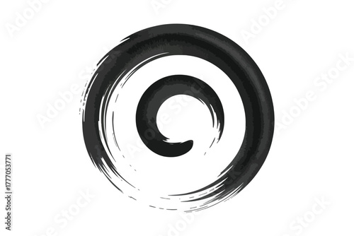 Zen circle brush stroke black enso symbol vector illustration for meditation and mindfulness practices isolated on white background