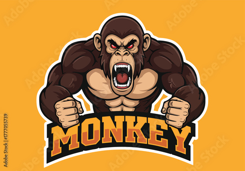 Fierce angry monkey gaming logo mascot design - Gaming logo - Gaming Mascot - esport mascot vector illustration