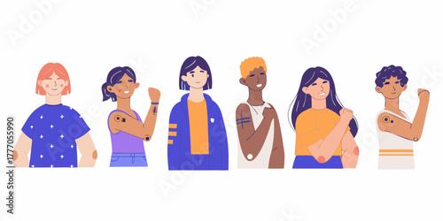 Diverse group of people with prosthetic limbs and tattoos showing strength and unity