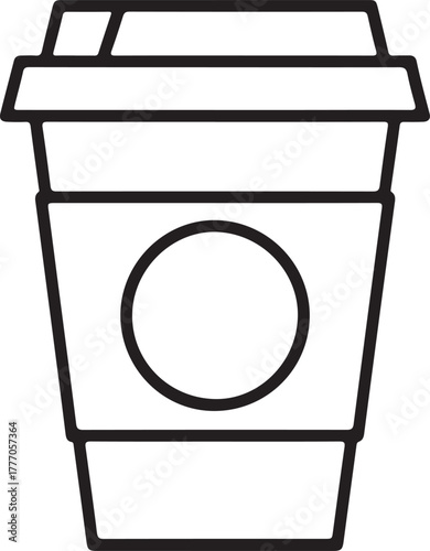 Simple line art icon of a disposable coffee cup